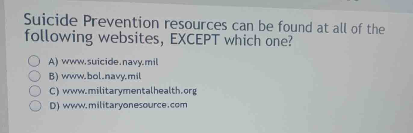 suicide prevention resources can be found at all of the following websi…