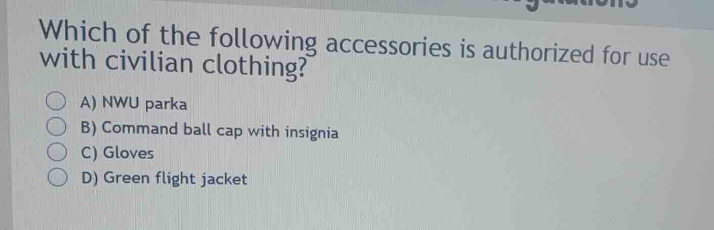 which of the following accessories is authorized for use with civilian …