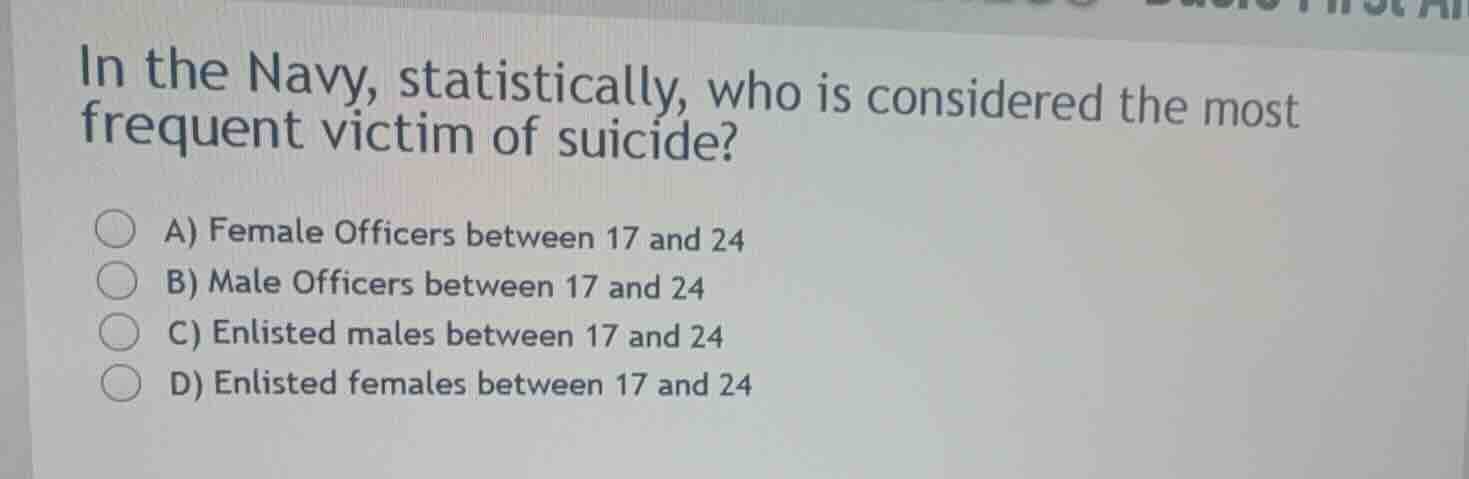 in the navy, statistically, who is considered the most frequent victim …