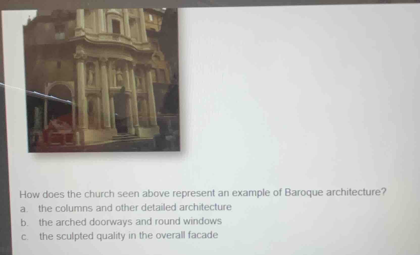 how does the church seen above represent an example of baroque architec…