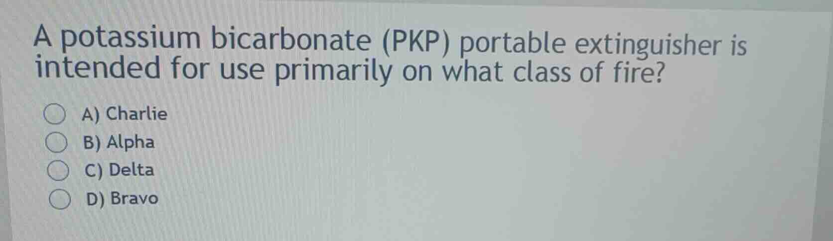 a potassium bicarbonate (pkp) portable extinguisher is intended for use…