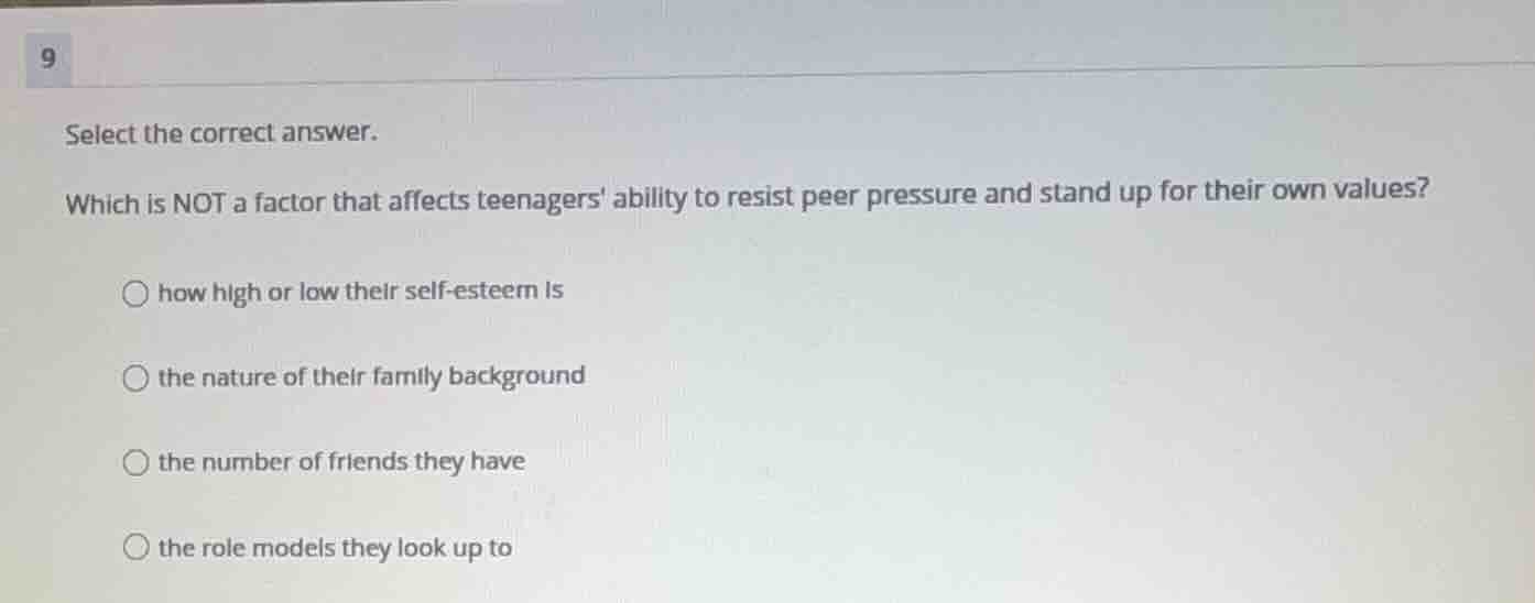 select the correct answer. which is not a factor that affects teenagers…