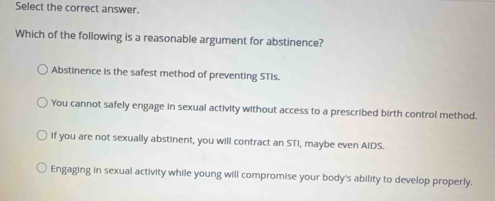 select the correct answer. which of the following is a reasonable argum…