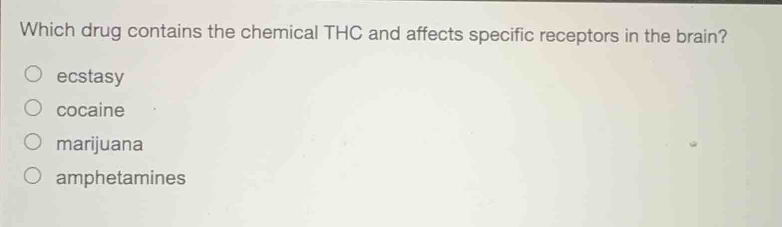 which drug contains the chemical thc and affects specific receptors in …