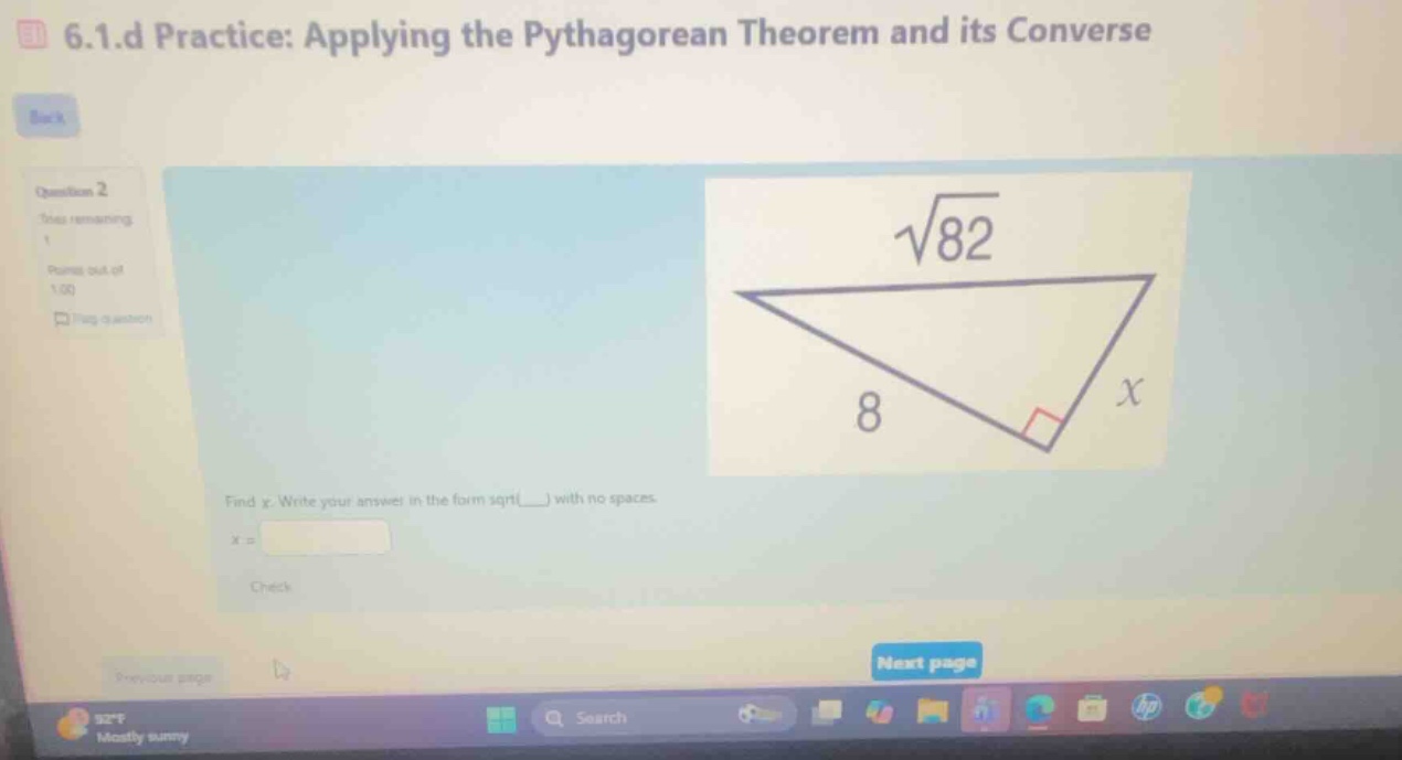 6.1.d practice: applying the pythagorean theorem and its converse find …