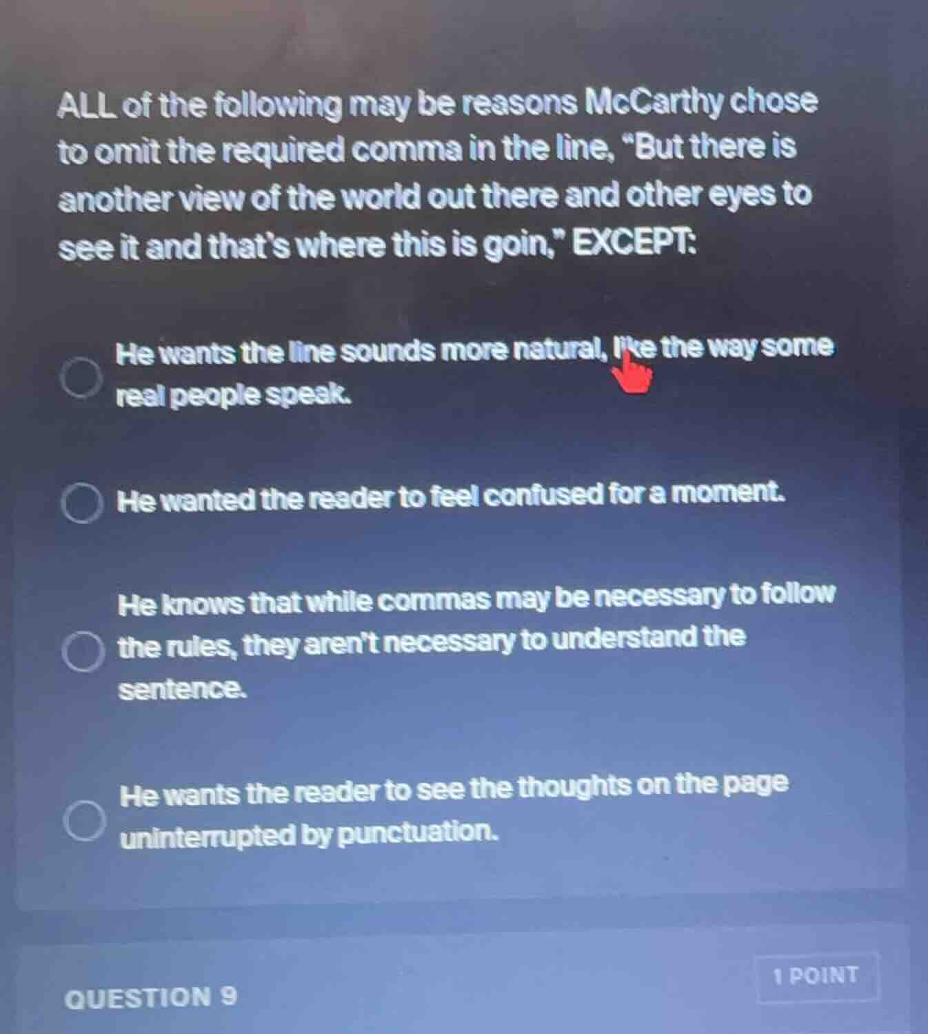 all of the following may be reasons mccarthy chose to omit the required…