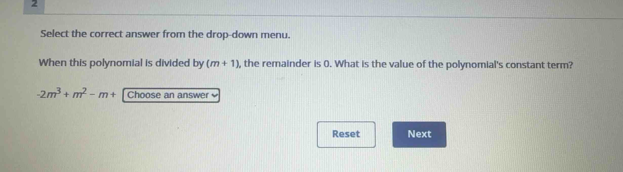 select the correct answer from the drop-down menu. when this polynomial…
