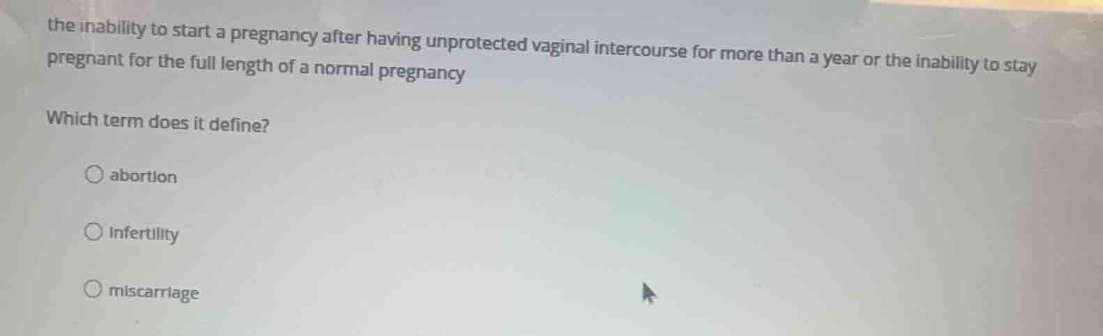 the inability to start a pregnancy after having unprotected vaginal int…