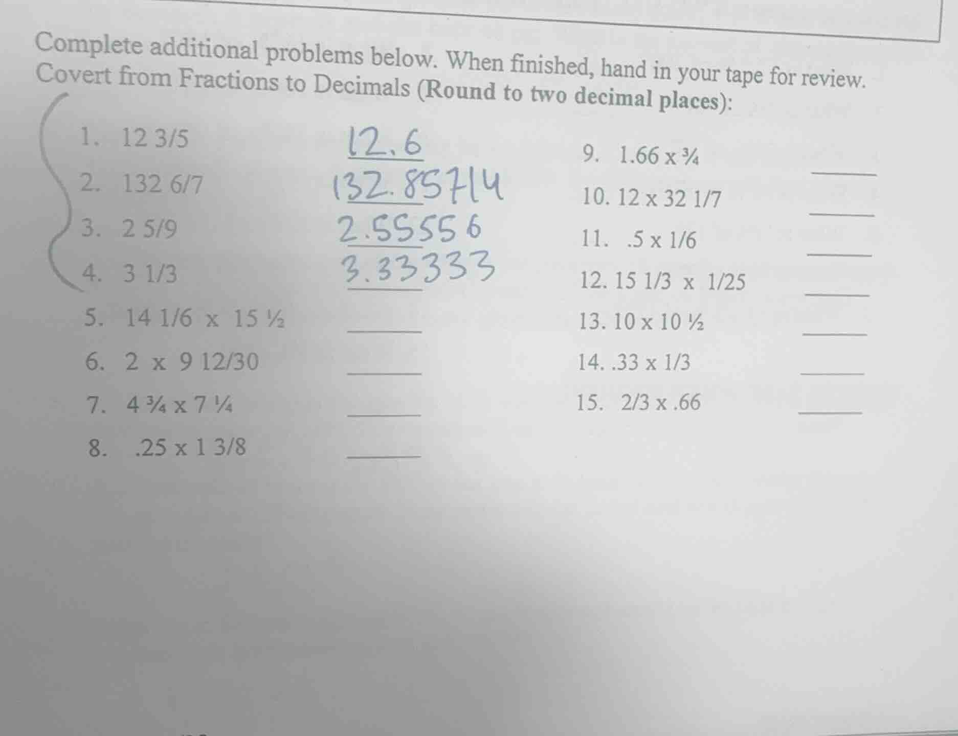 complete additional problems below. when finished, hand in your tape fo…