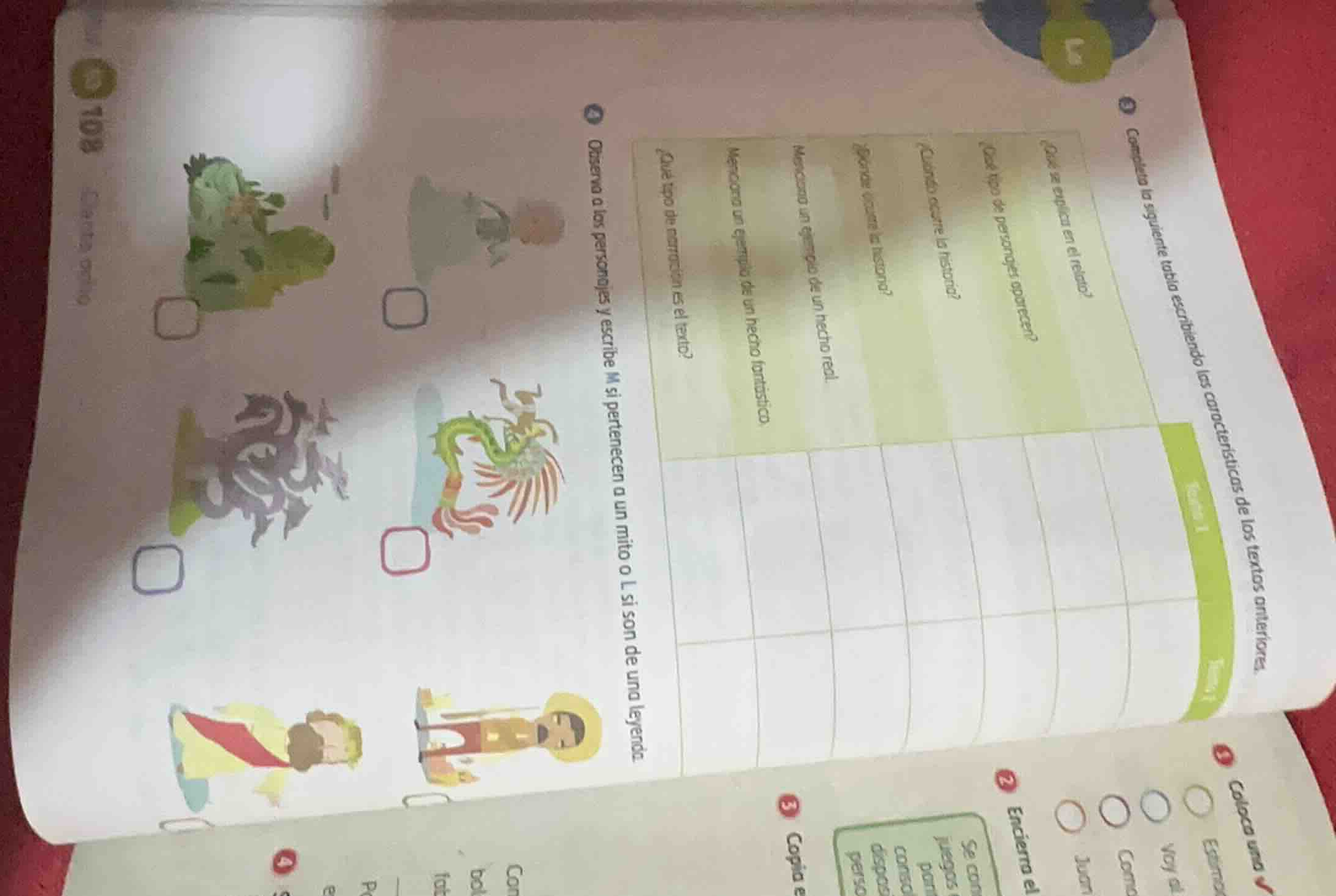 3 completa la siguiente tabla escribiendo las características de los te…