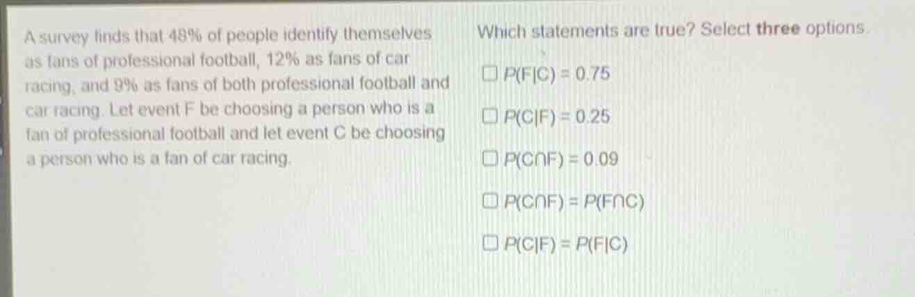 a survey finds that 48% of people identify themselves as fans of profes…