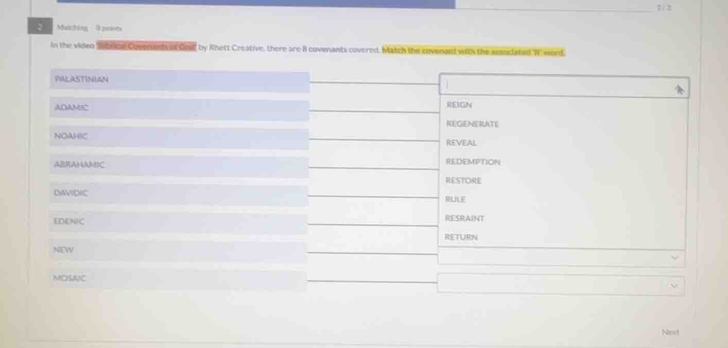 matching 8 points in the video biblical covenants of god by rhett creat…