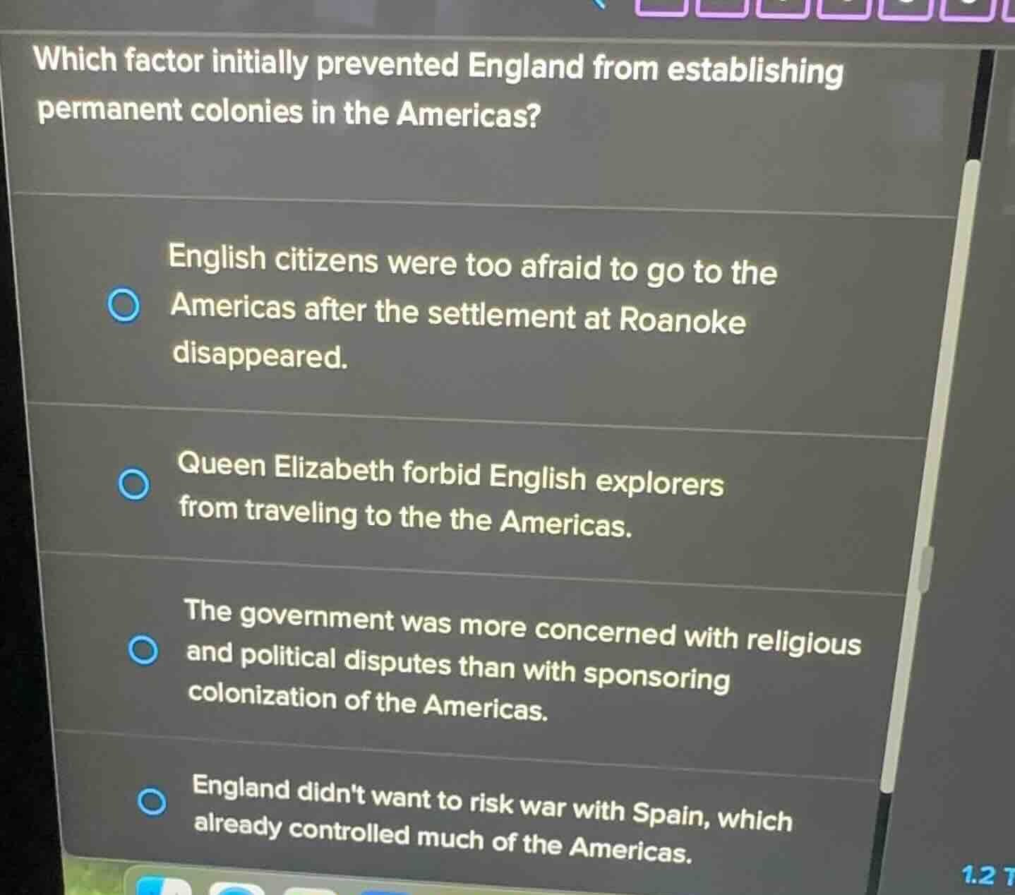 which factor initially prevented england from establishing permanent co…