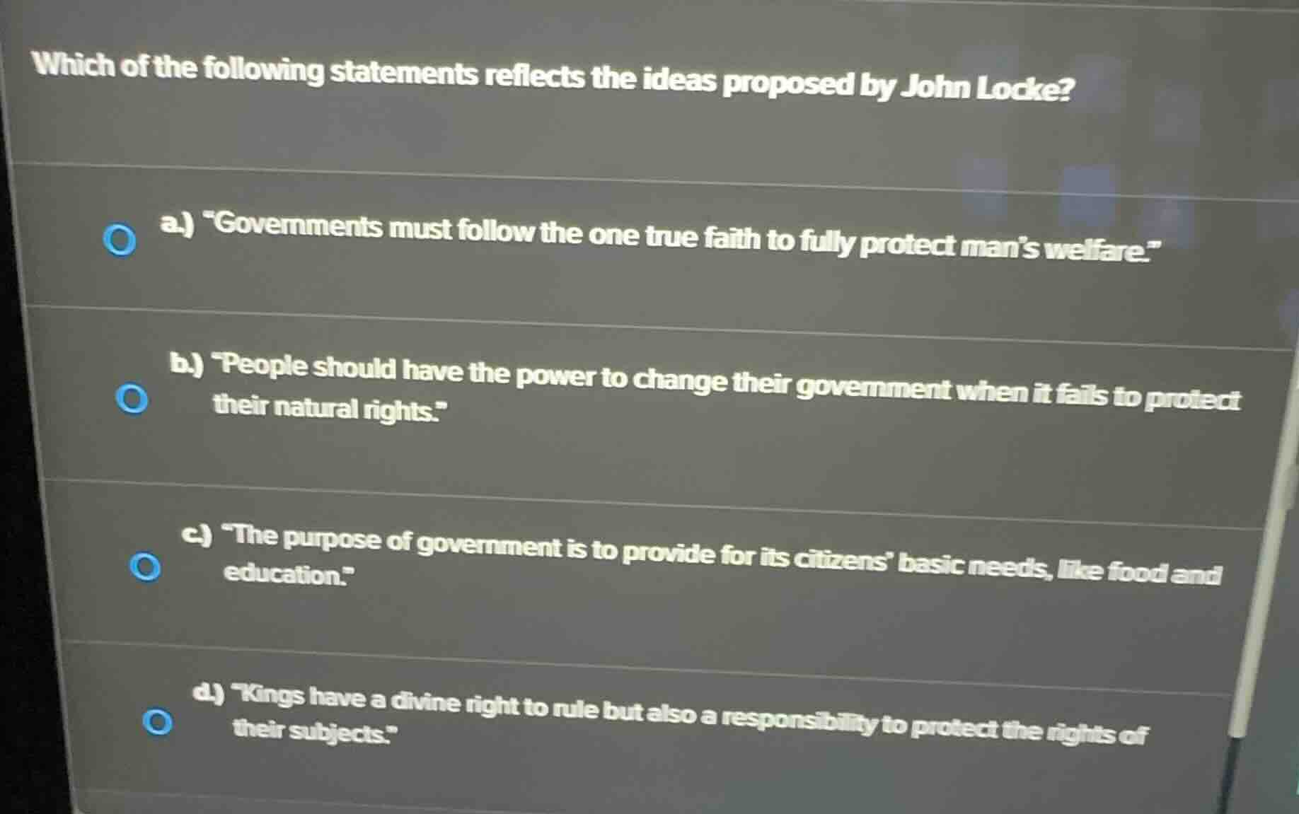 which of the following statements reflects the ideas proposed by john l…