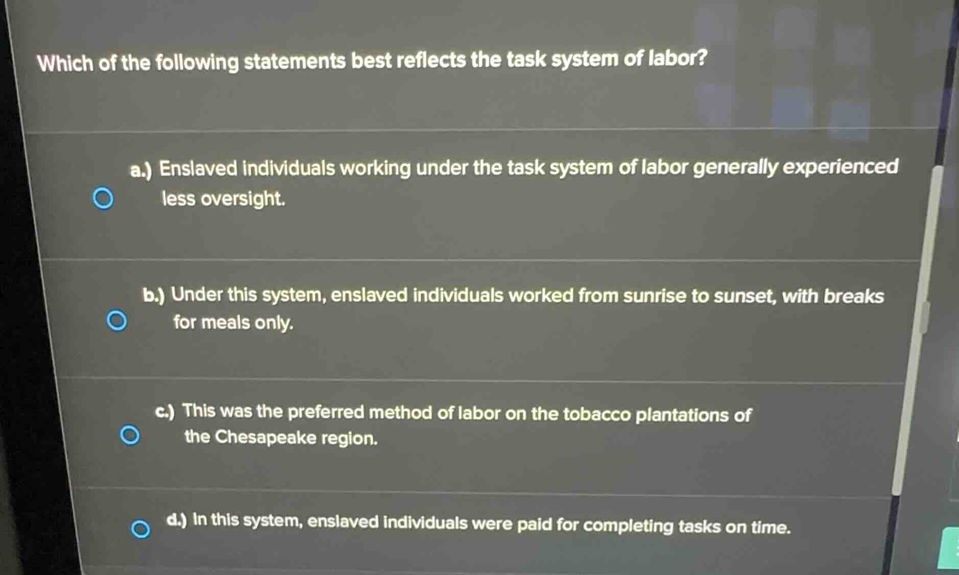 which of the following statements best reflects the task system of labo…