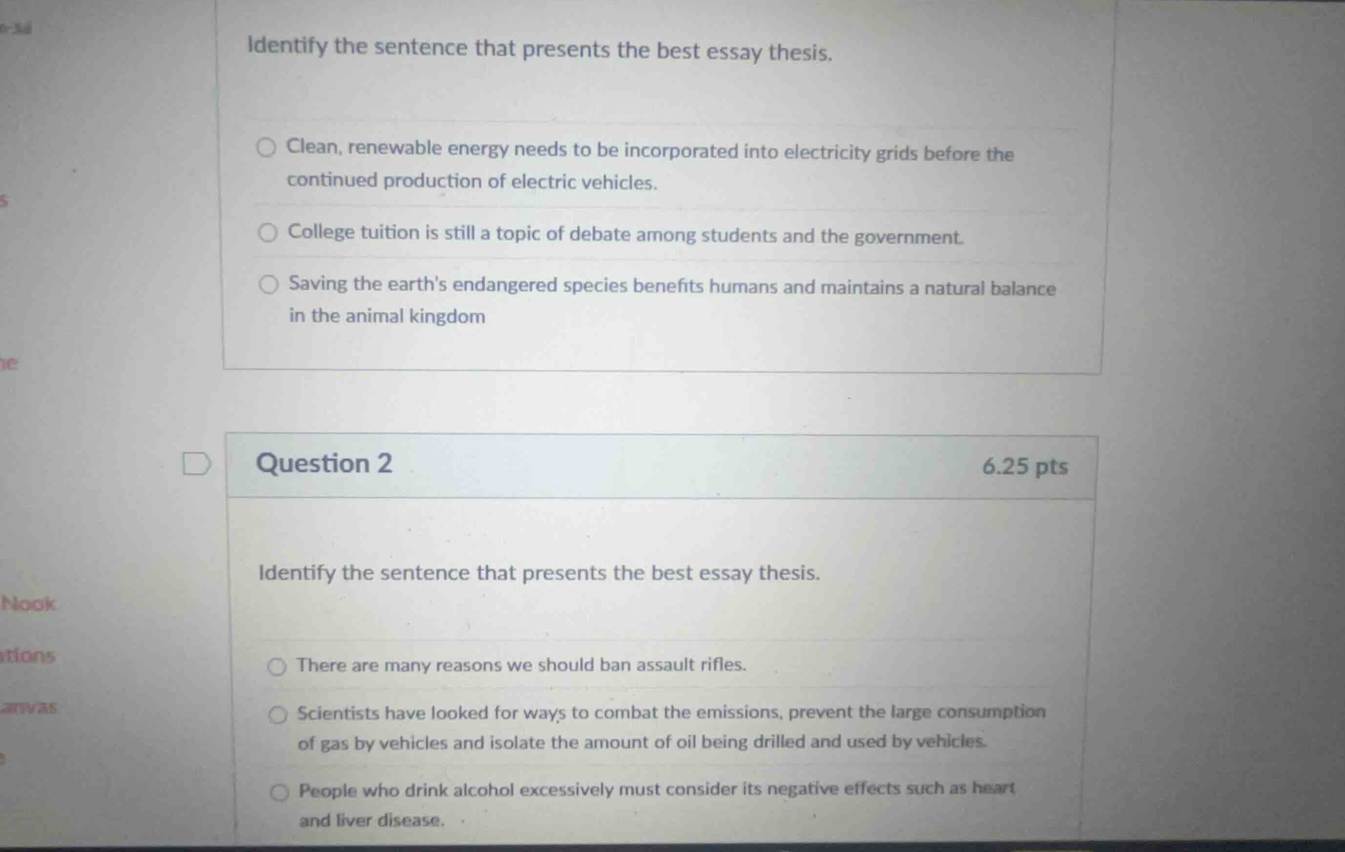 identify the sentence that presents the best essay thesis. clean, renew…