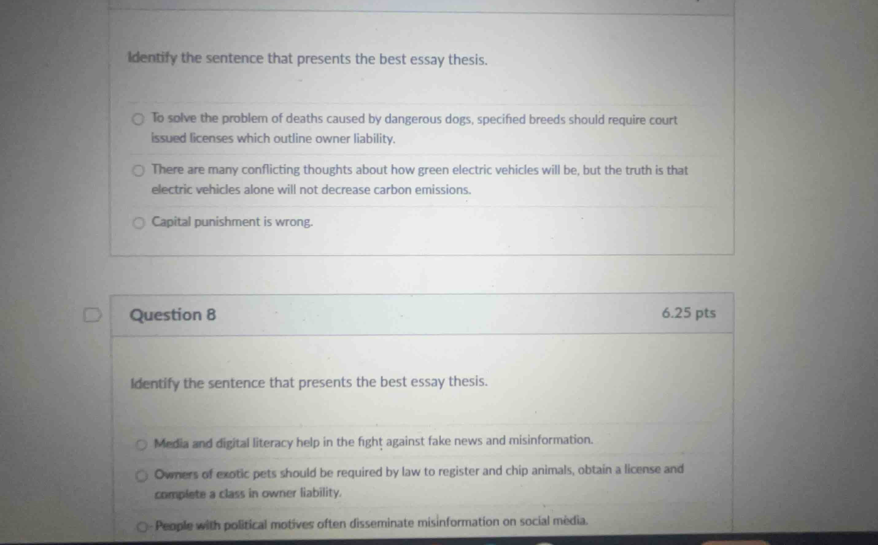 identify the sentence that presents the best essay thesis. to solve the…