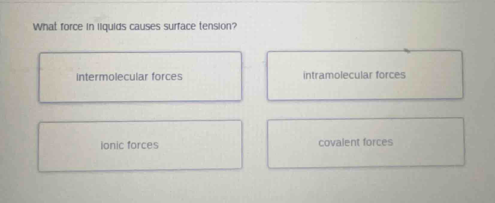 what force in liquids causes surface tension? intermolecular forces int…
