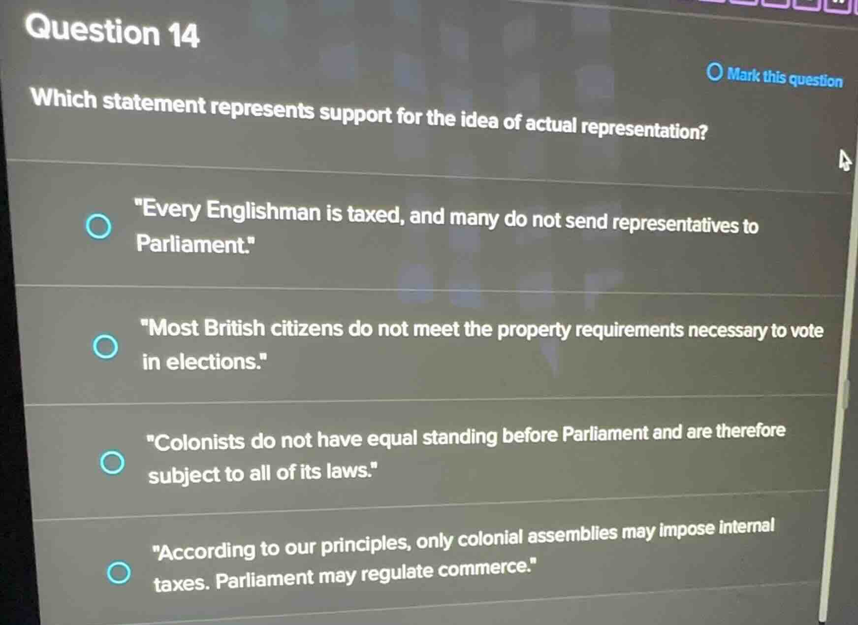 question 14 which statement represents support for the idea of actual r…