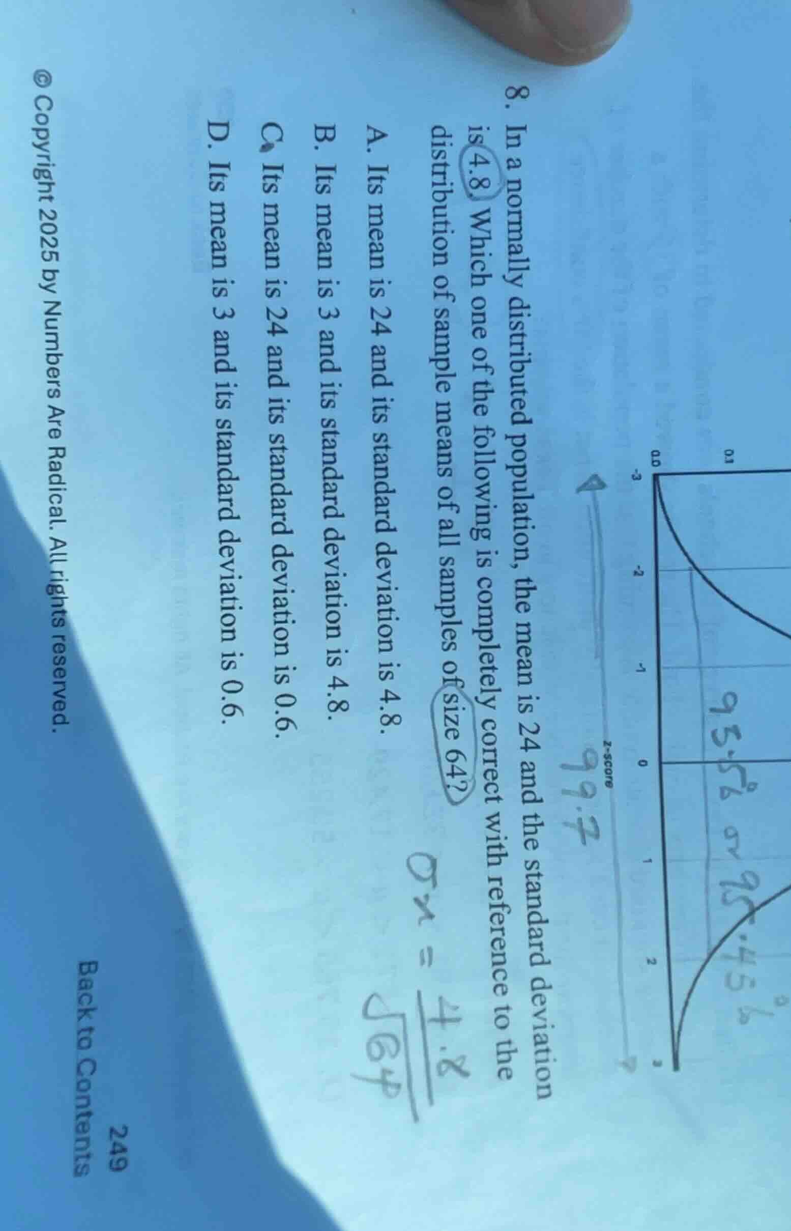 8. in a normally distributed population, the mean is 24 and the standar…