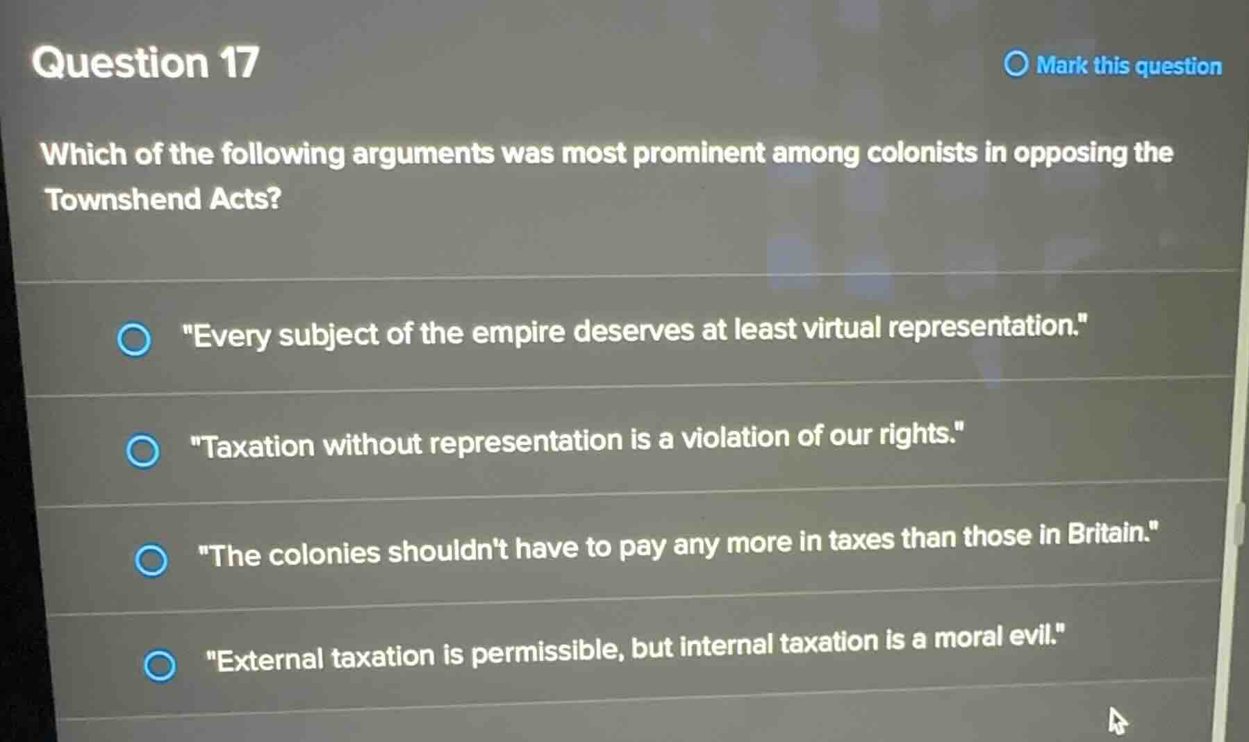 question 17 which of the following arguments was most prominent among c…