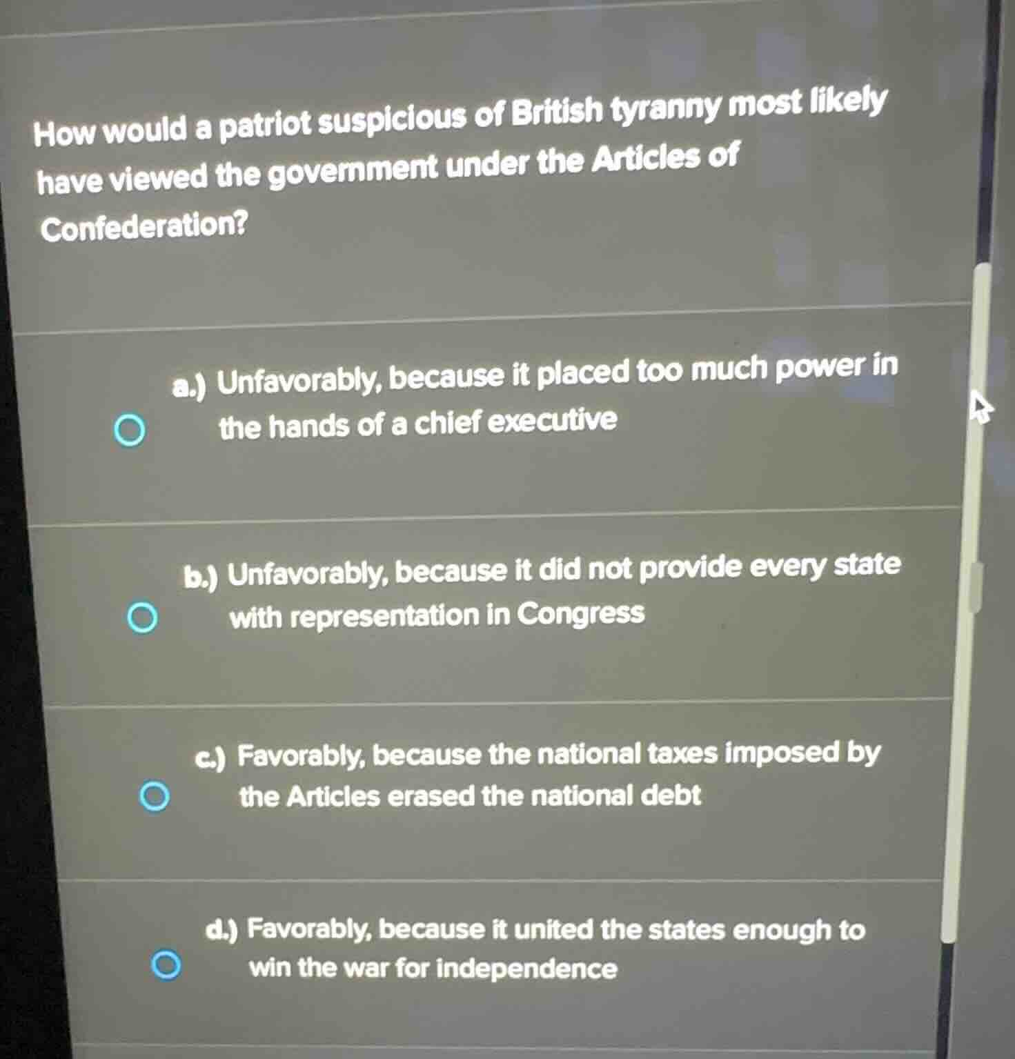 how would a patriot suspicious of british tyranny most likely have view…