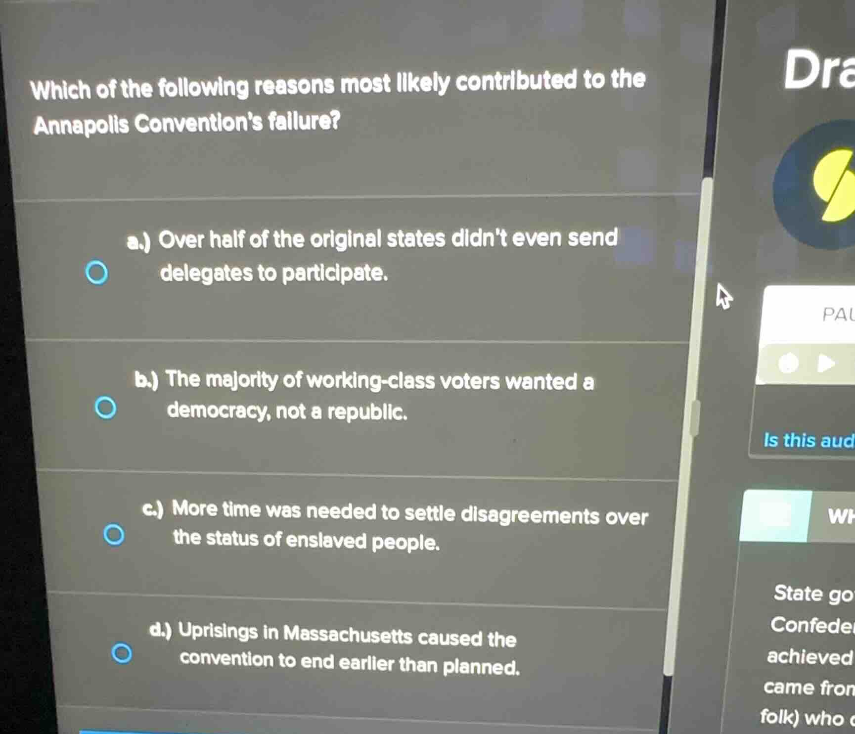 which of the following reasons most likely contributed to the annapolis…