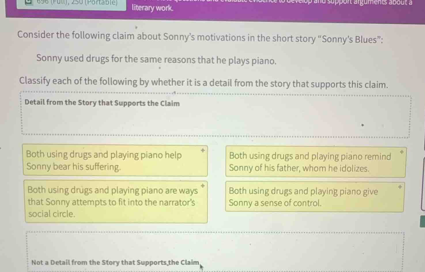 consider the following claim about sonnys motivations in the short stor…