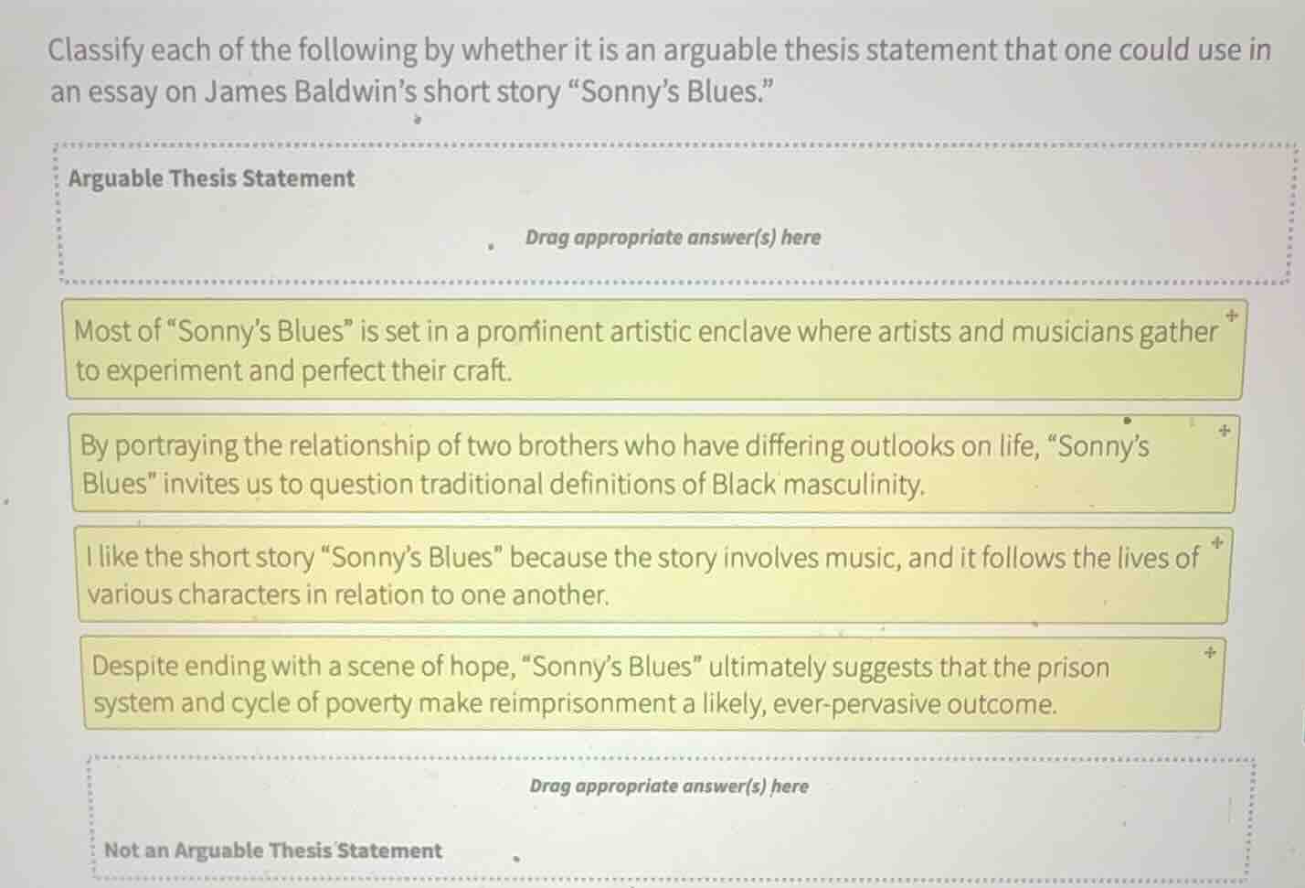 classify each of the following by whether it is an arguable thesis stat…