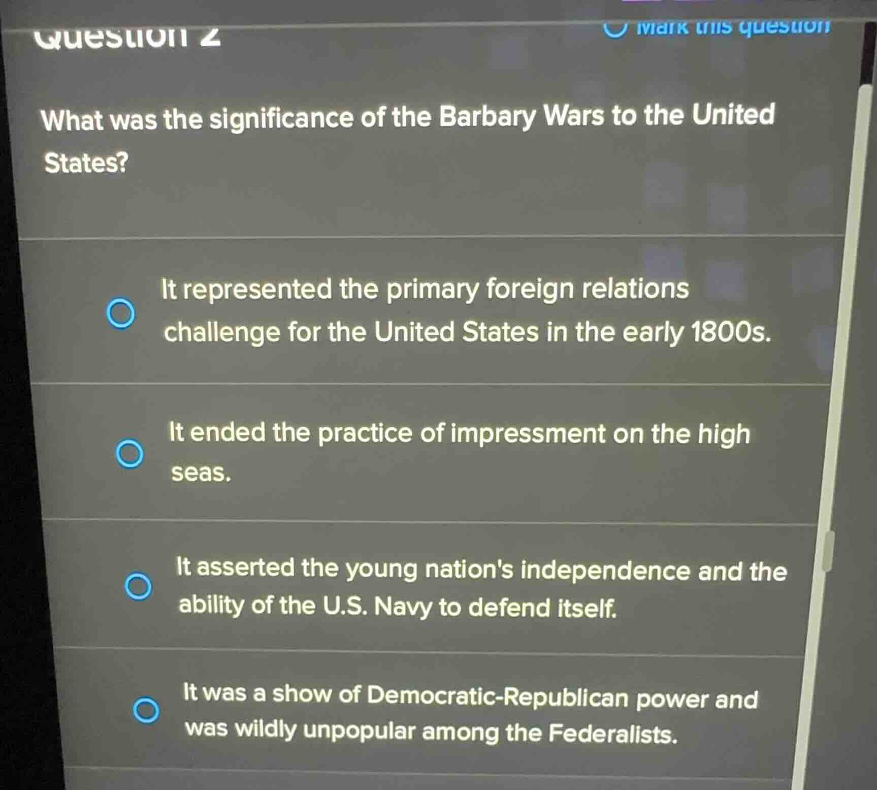 what was the significance of the barbary wars to the united states? - i…