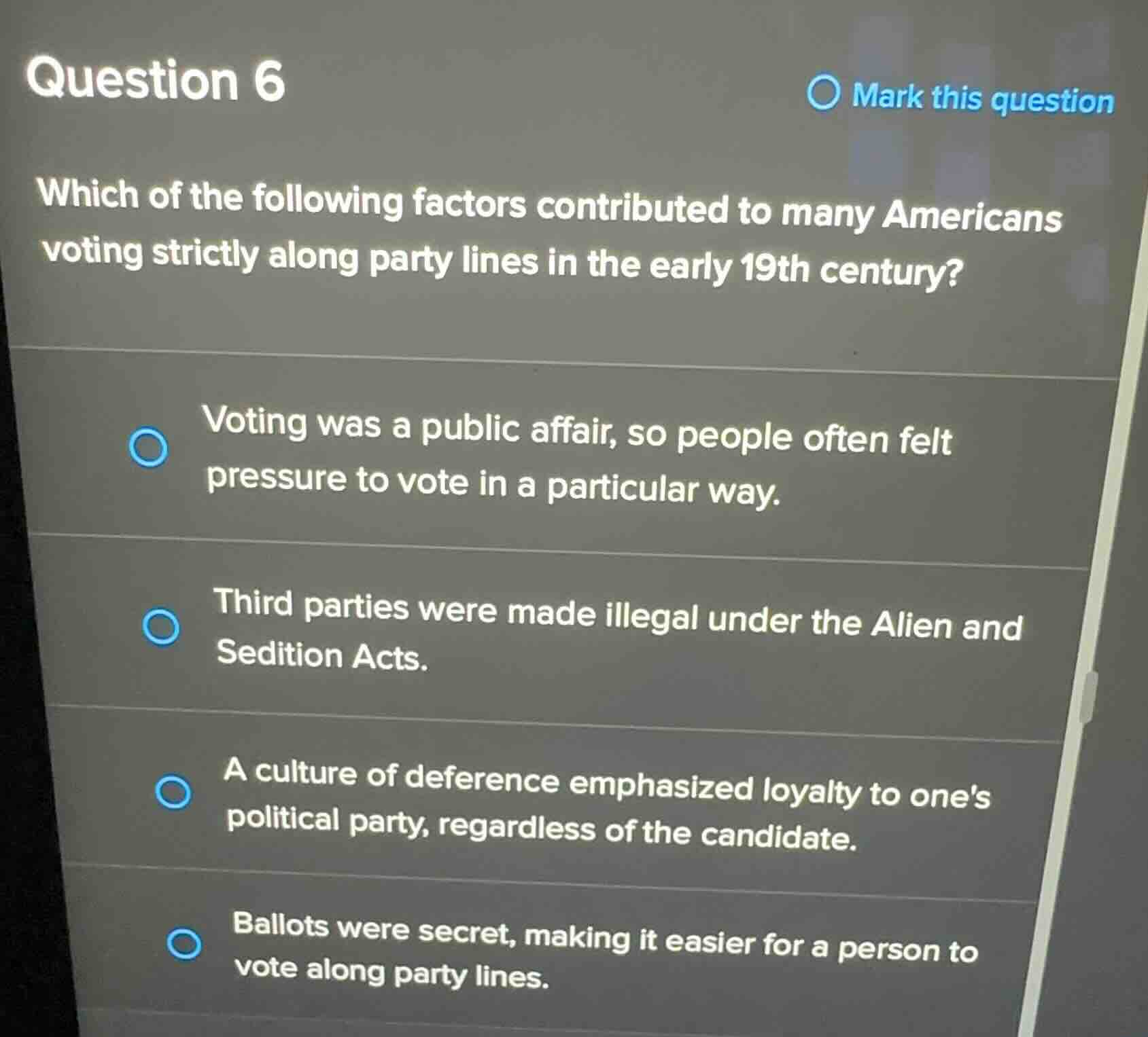 question 6 which of the following factors contributed to many americans…