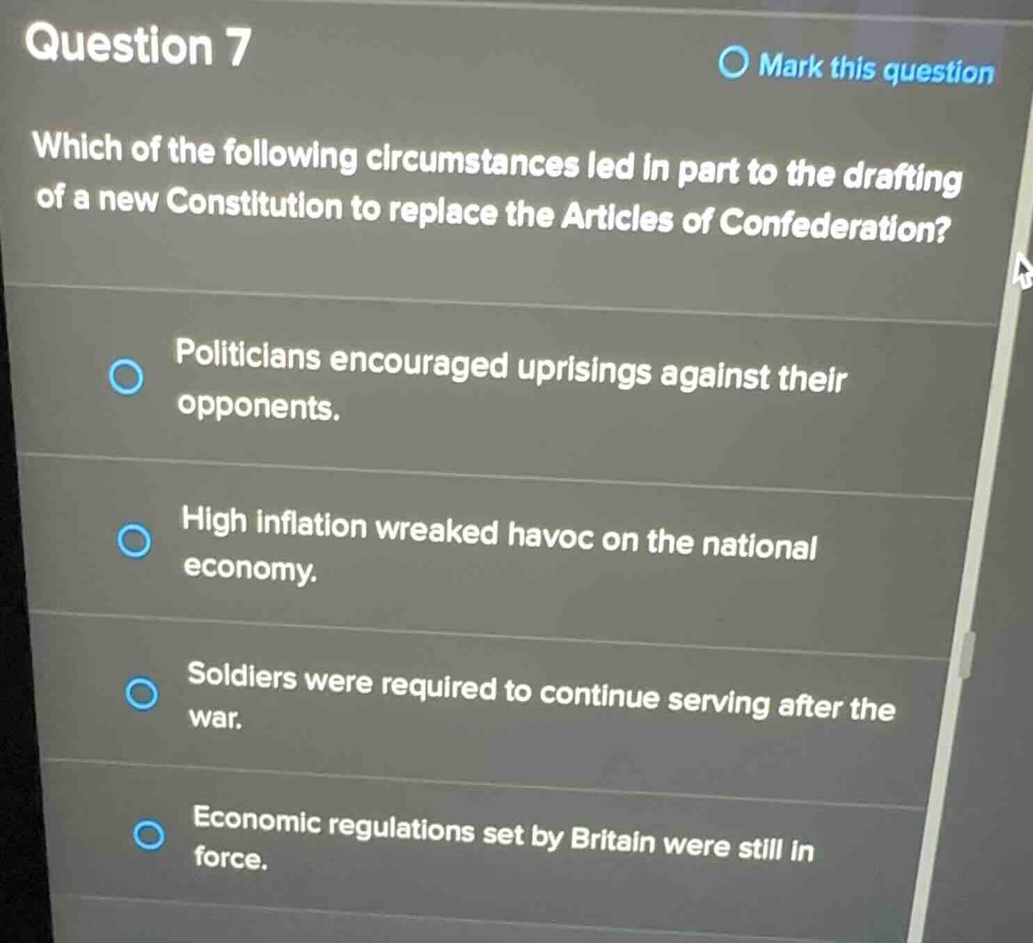 question 7 which of the following circumstances led in part to the draf…
