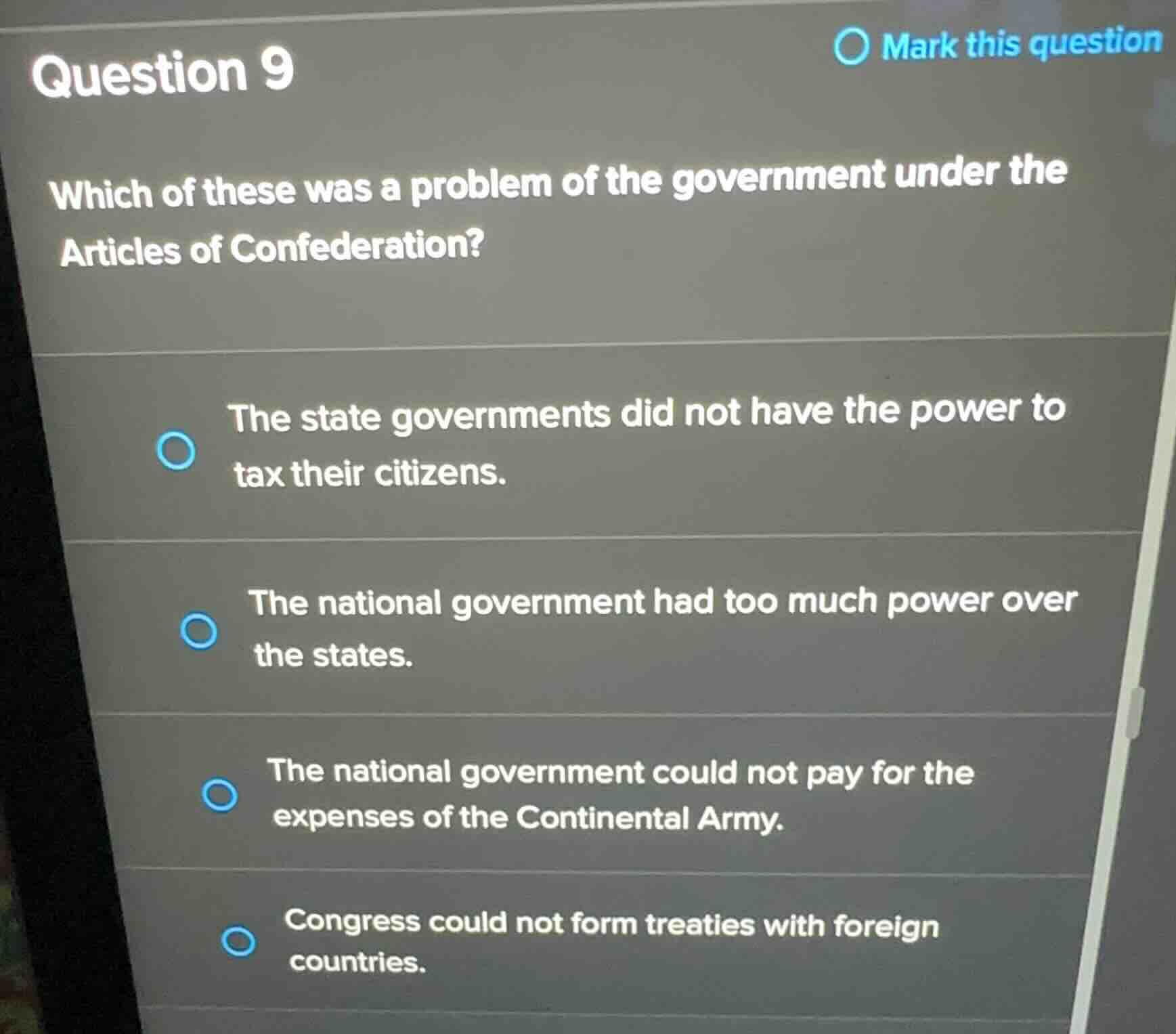 question 9 which of these was a problem of the government under the art…