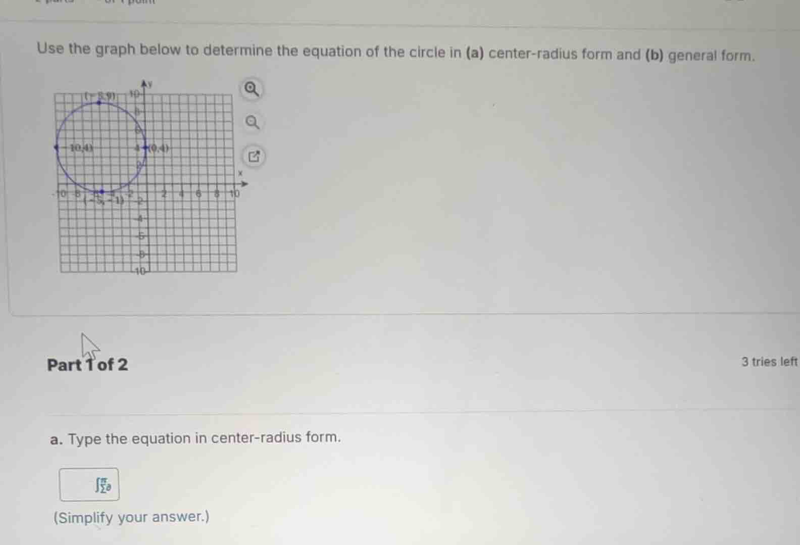 use the graph below to determine the equation of the circle in (a) cent…