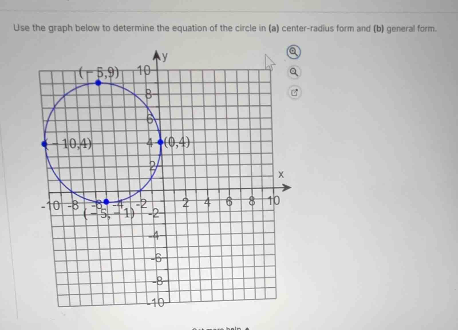 use the graph below to determine the equation of the circle in (a) cent…