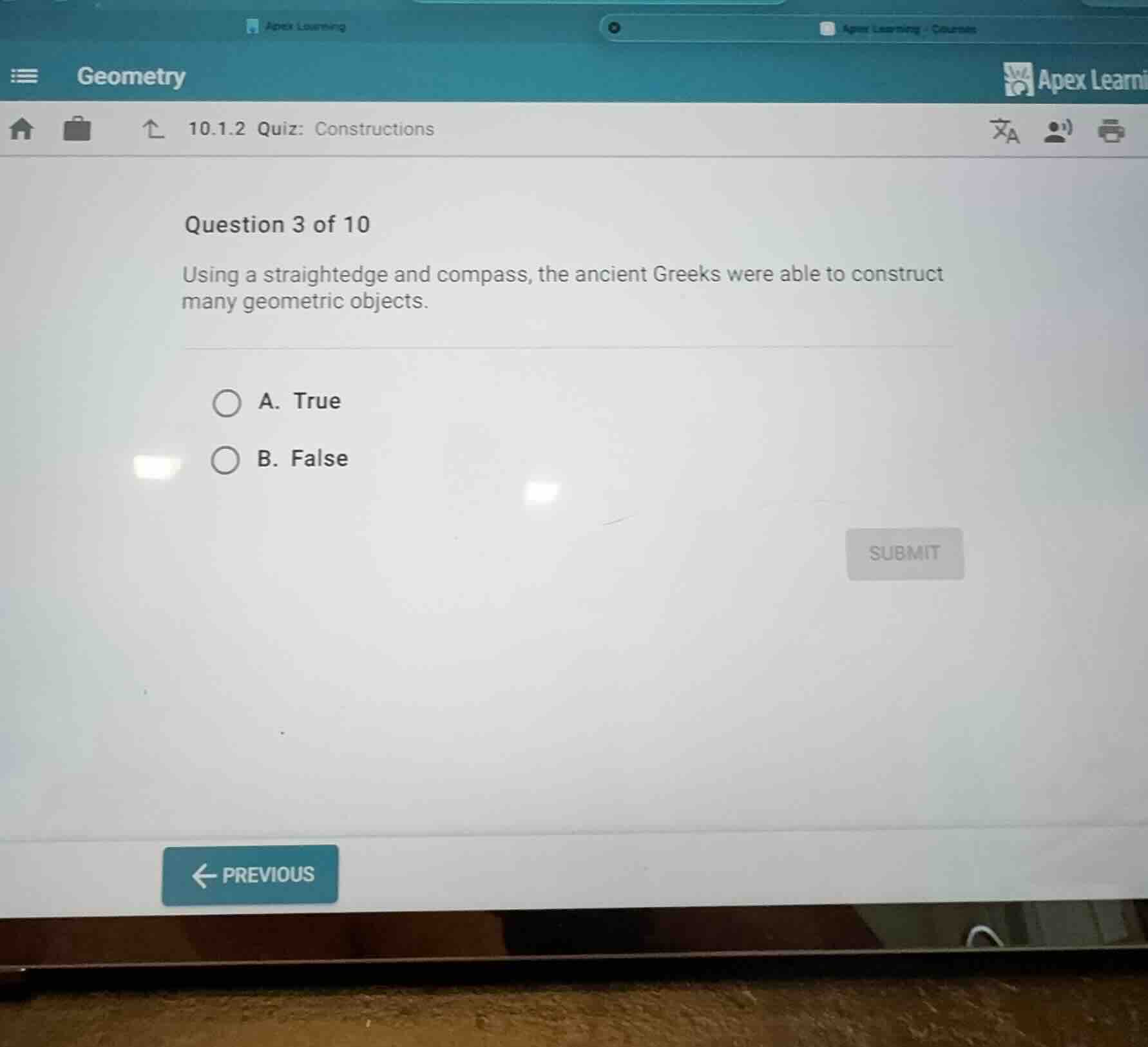 question 3 of 10 using a straightedge and compass, the ancient greeks w…