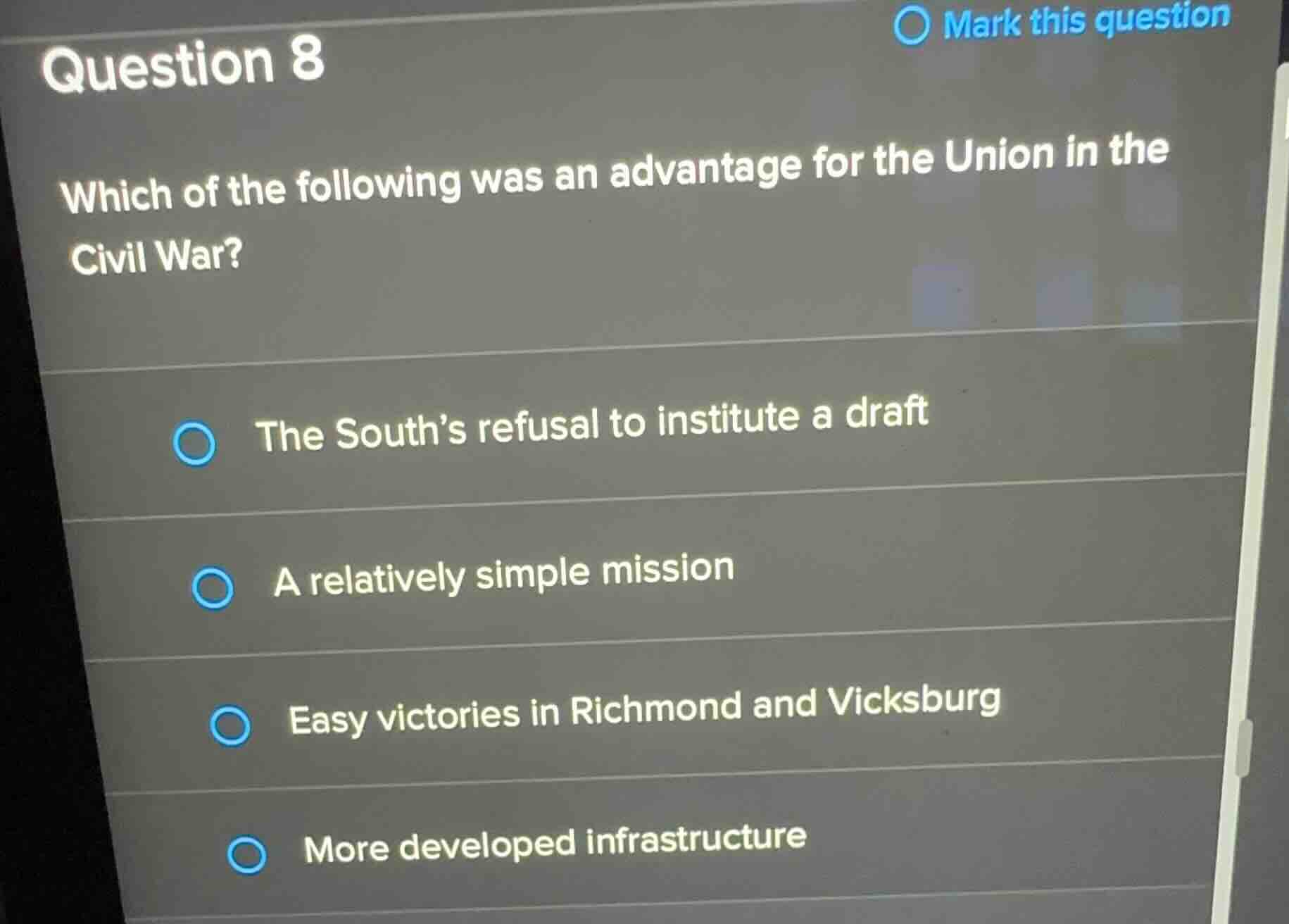 question 8 which of the following was an advantage for the union in the…