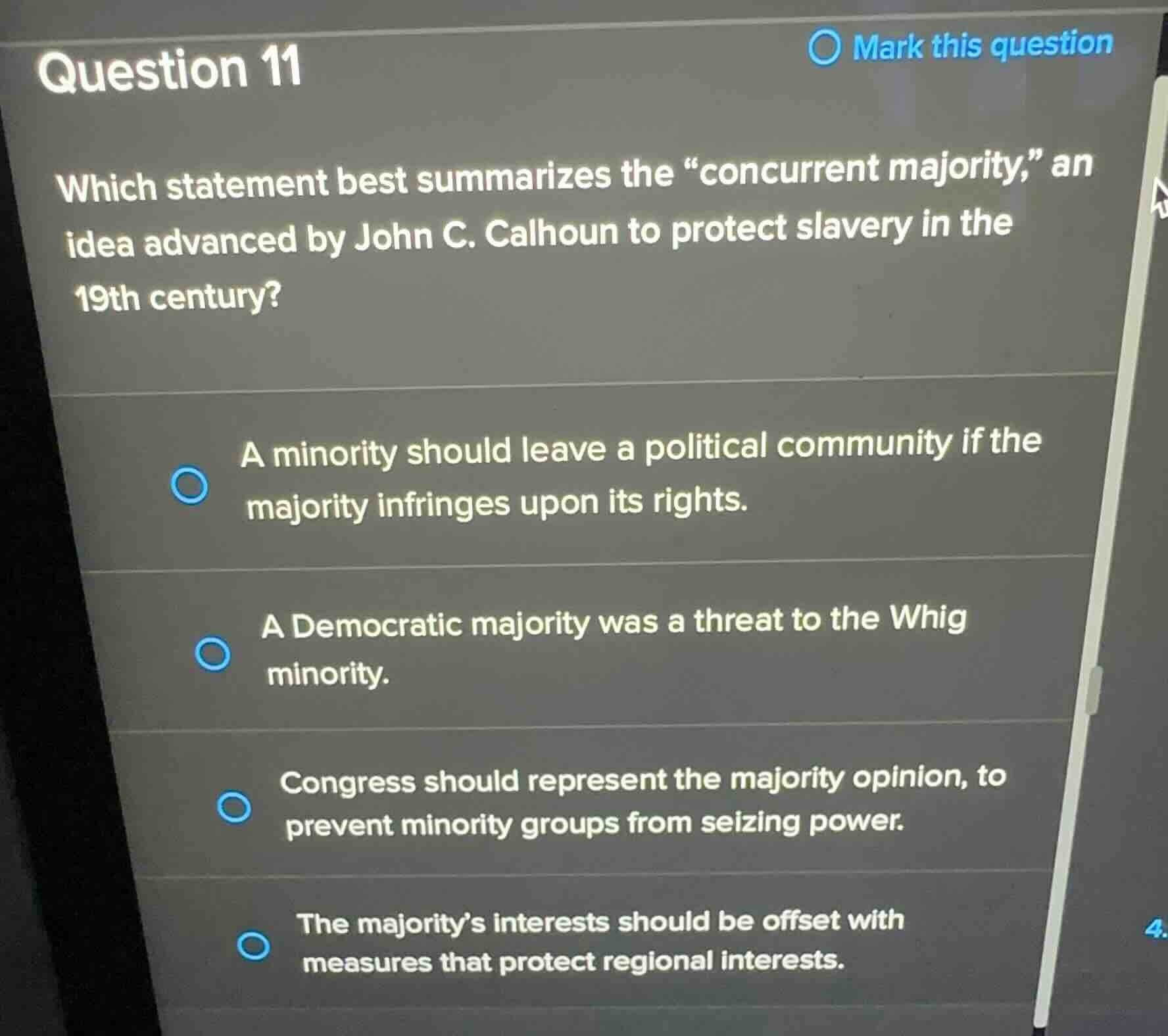 question 11 which statement best summarizes the \concurrent majority,\ …
