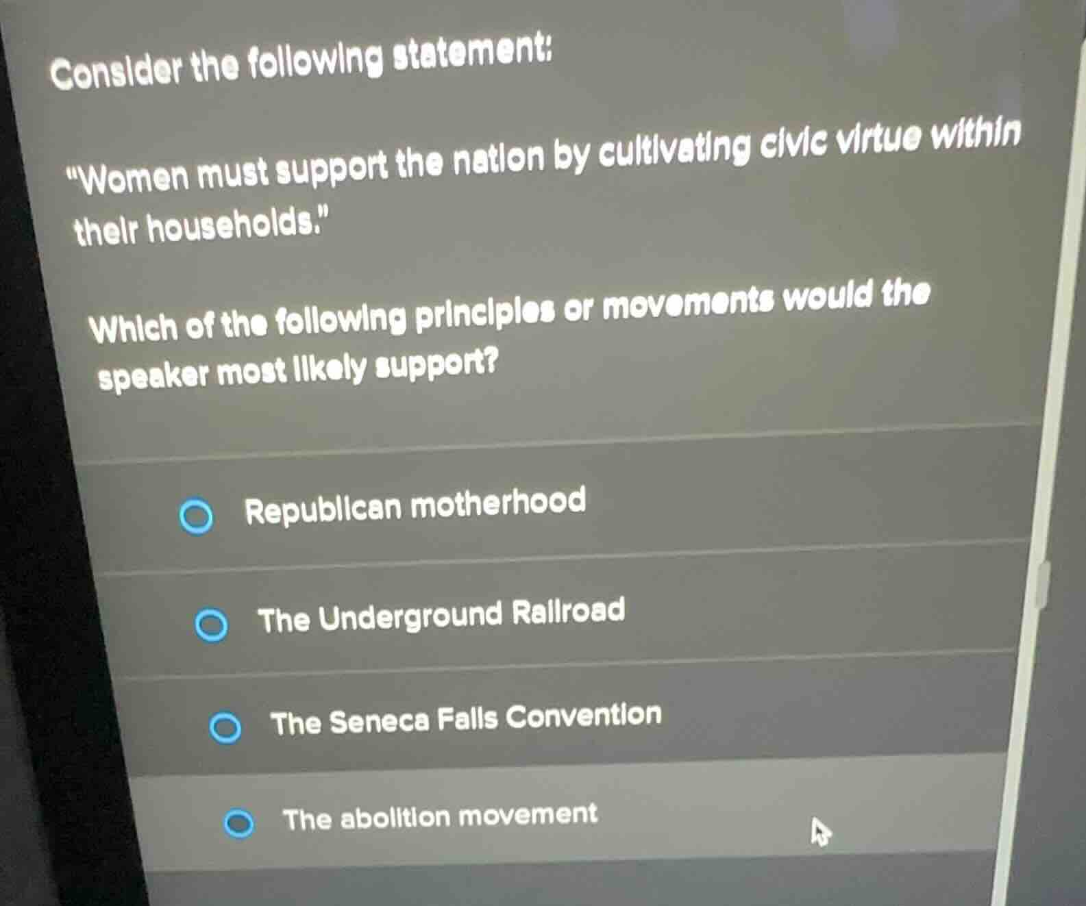 consider the following statement: \women must support the nation by cul…
