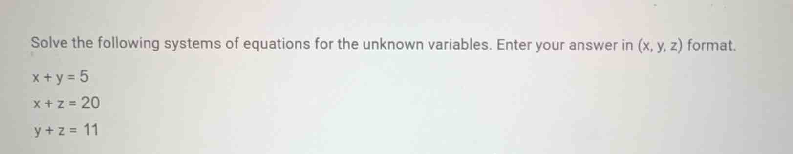 solve the following systems of equations for the unknown variables. ent…