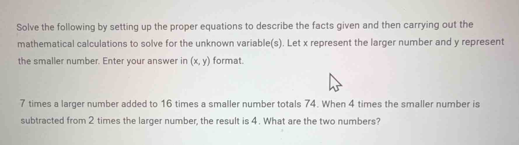 solve the following by setting up the proper equations to describe the …