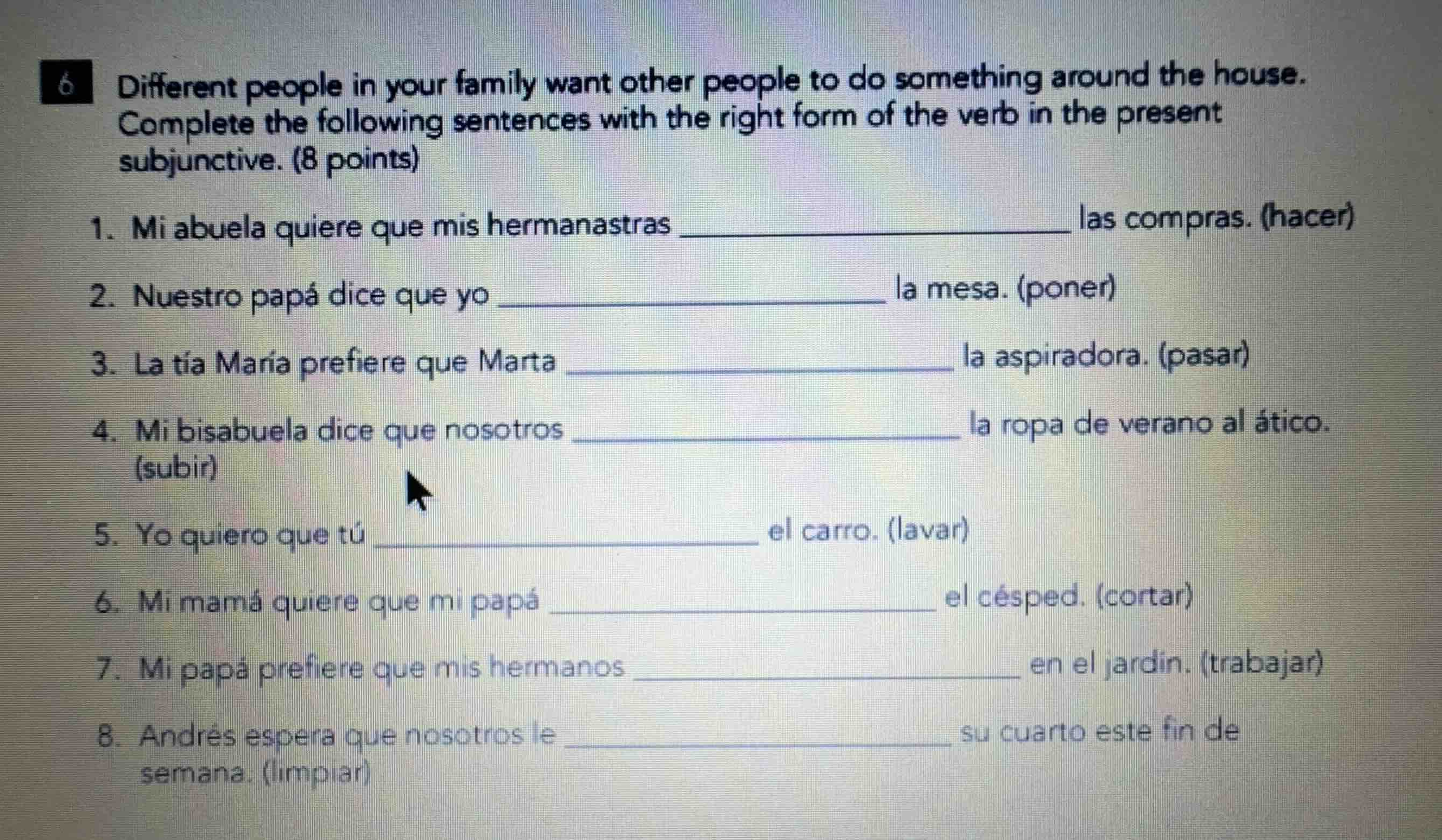 different people in your family want other people to do something aroun…