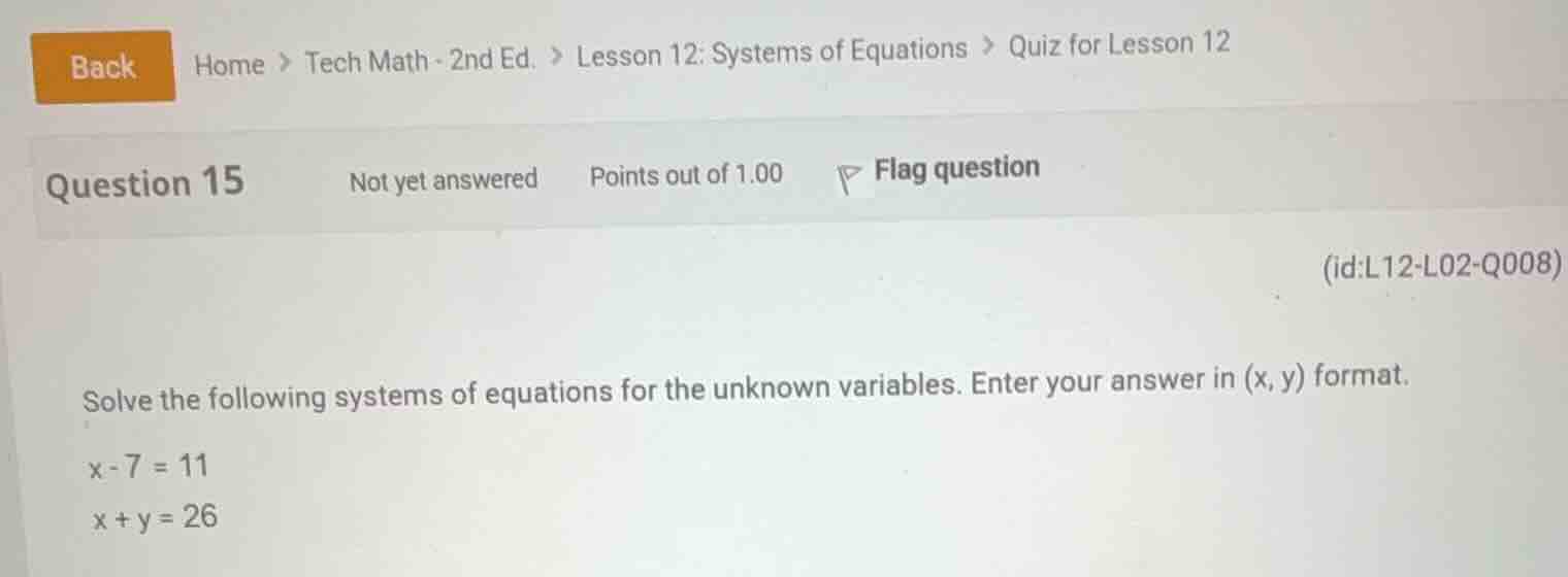 solve the following systems of equations for the unknown variables. ent…