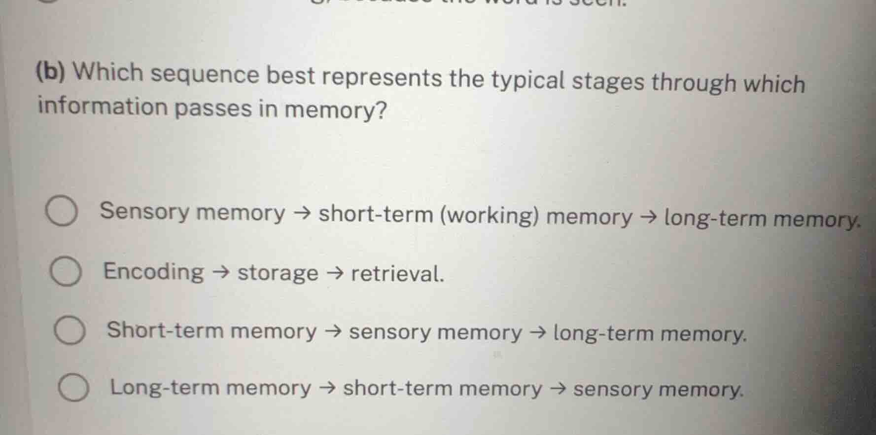 (b) which sequence best represents the typical stages through which inf…