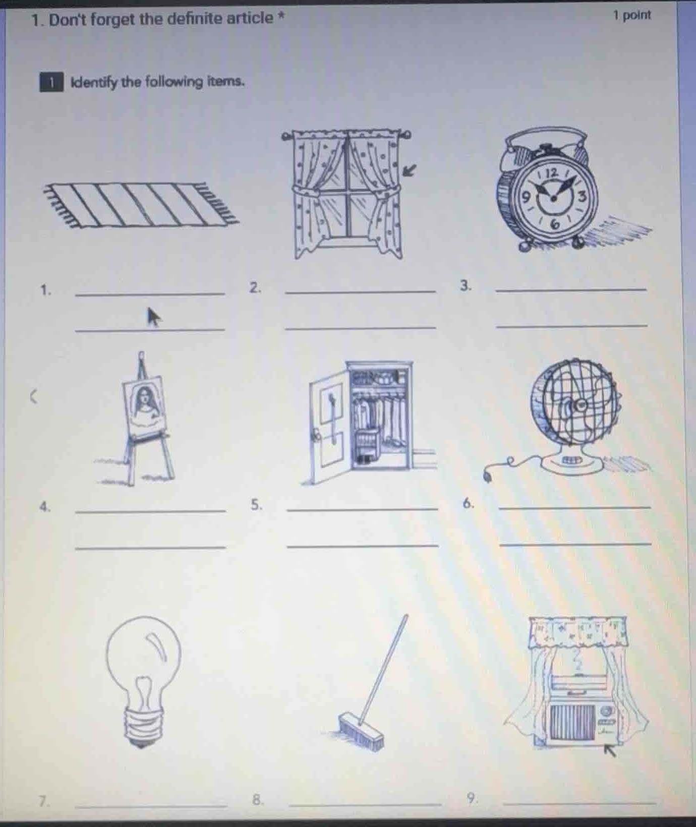 1. dont forget the definite article * 1 point 1 identify the following …