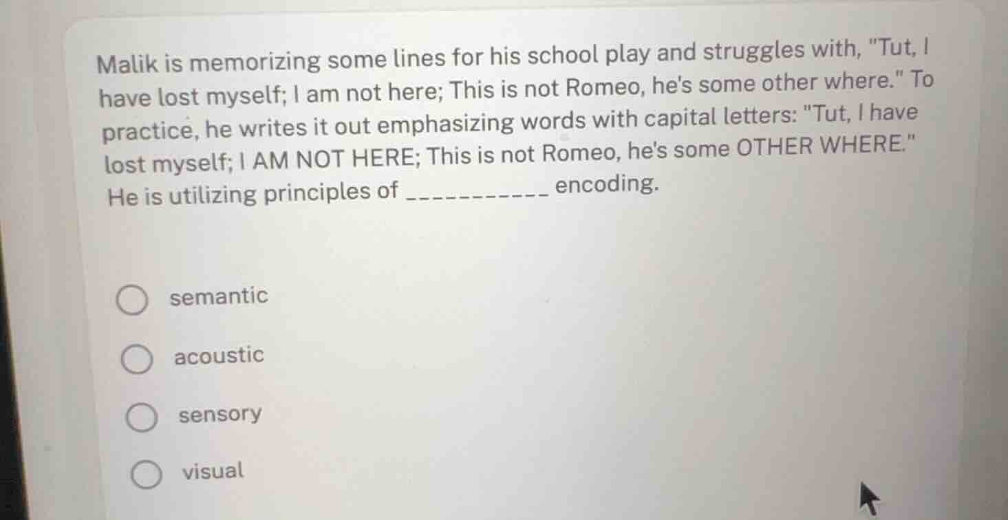 malik is memorizing some lines for his school play and struggles with, …