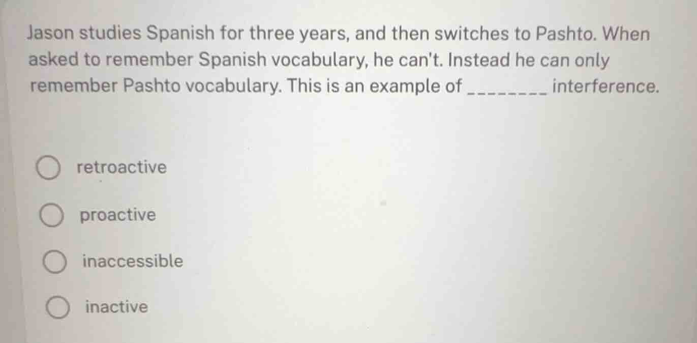 jason studies spanish for three years, and then switches to pashto. whe…