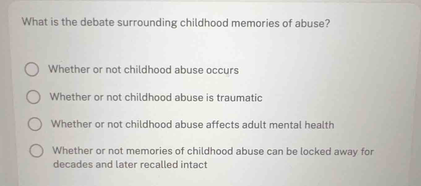 what is the debate surrounding childhood memories of abuse? whether or …
