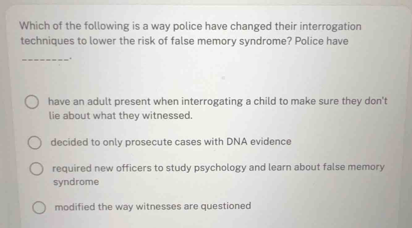 which of the following is a way police have changed their interrogation…