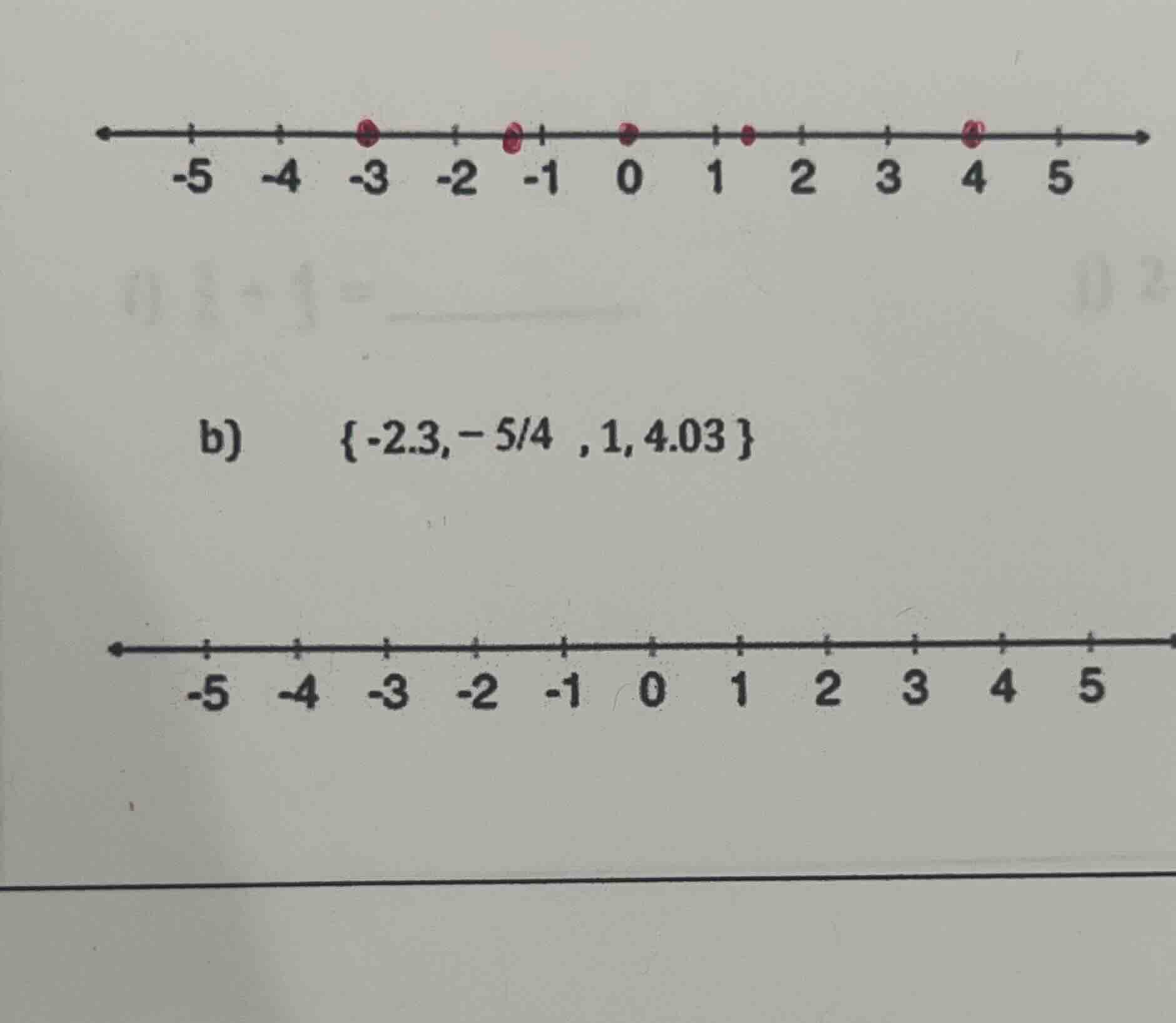 b) \\(\\{-2.3, -5/4, 1, 4.03\\}\\)